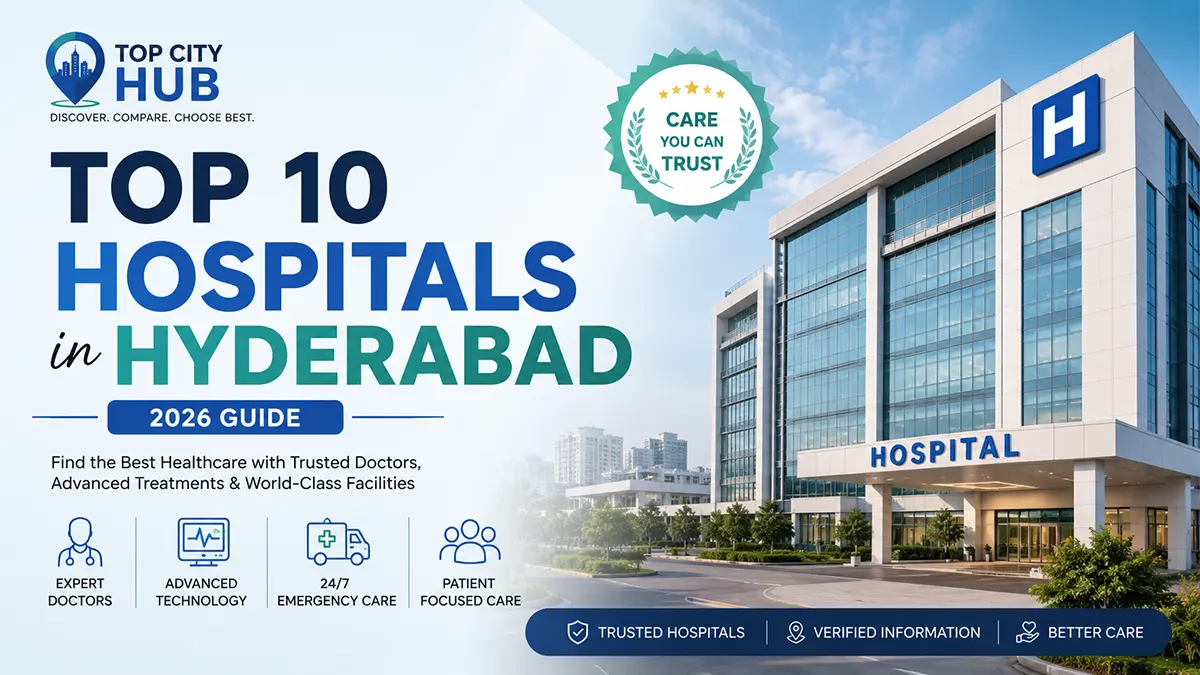 Top 10 best hospitals in Hyderabad 2026 featuring modern multispecialty hospitals, expert doctors, advanced medical technology, and 24/7 emergency healthcare services.
