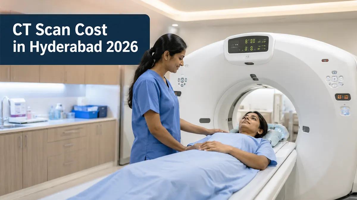 CT scan cost in Hyderabad 2026 showing a patient undergoing CT imaging